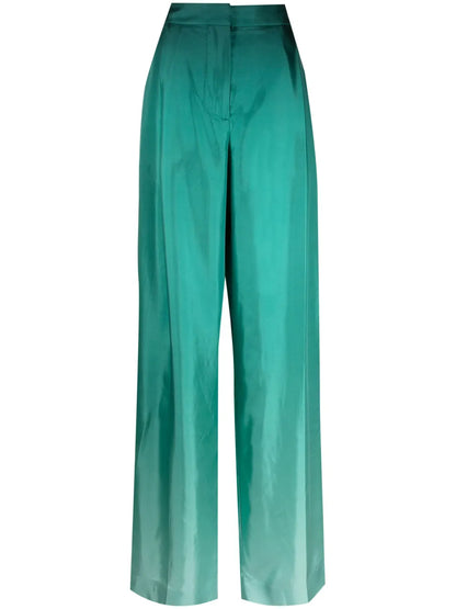 Ombré-Effect Silk Palazzo Trousers