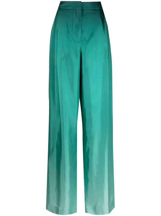 Ombré-Effect Silk Palazzo Trousers