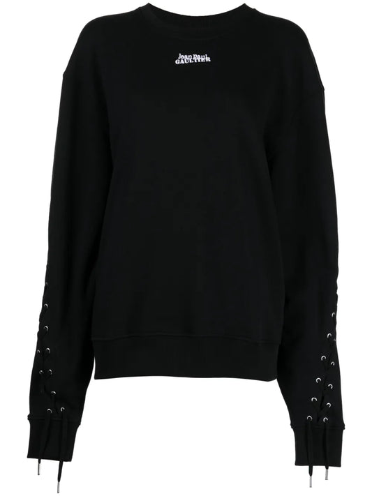 Lace-Up Cotton Sweatshirt
