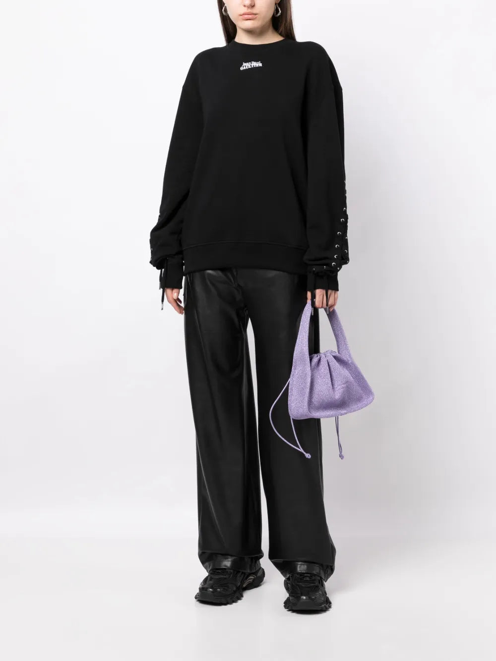 Lace-Up Cotton Sweatshirt