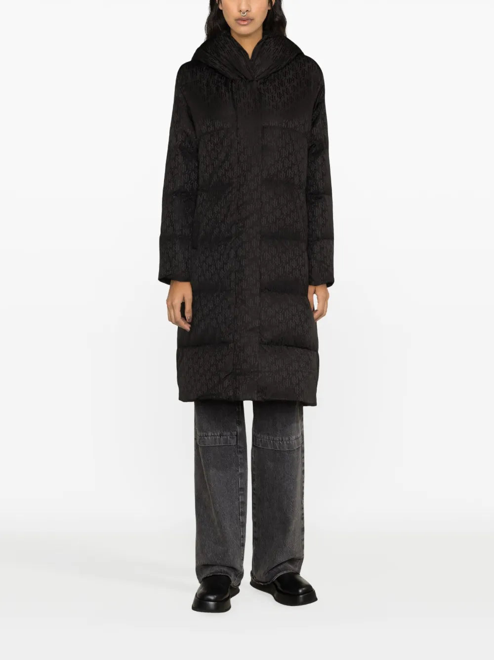 Logo-Jacquard Quilted Coat