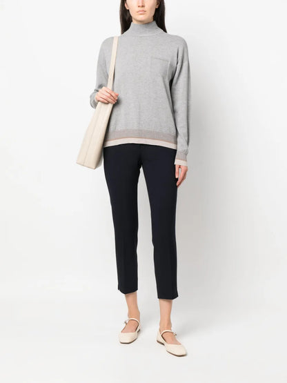 High-Rise Slim-Fit Trousers