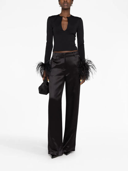 Satin Straight-Leg Trousers