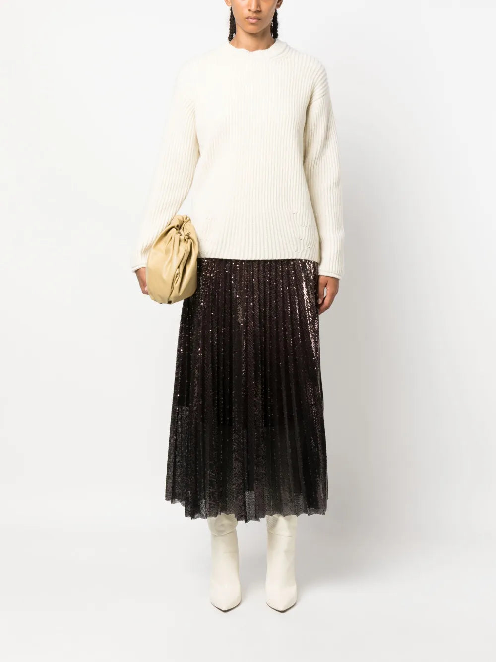 Plissé Pleated Midi Skirt