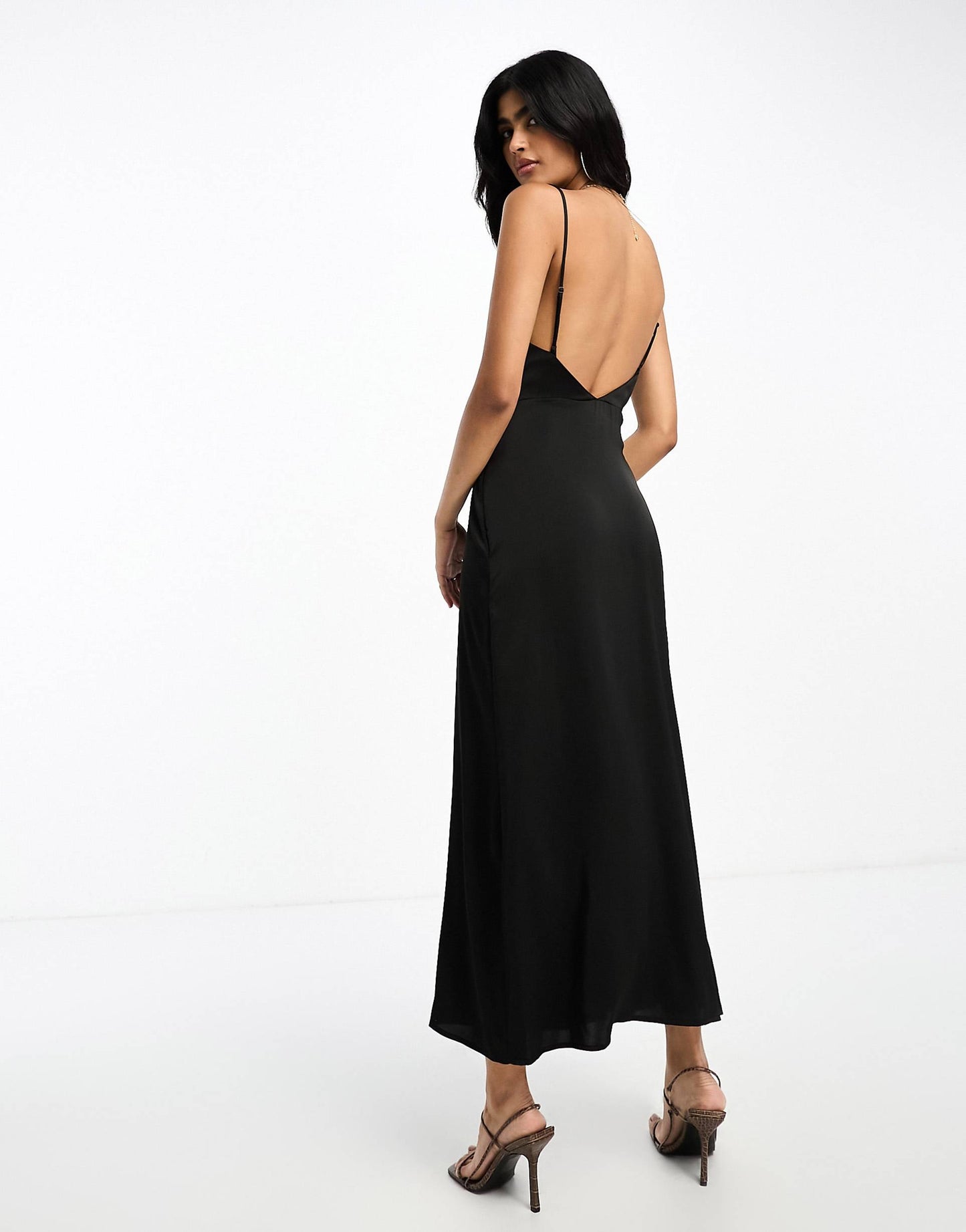 Satin Cowl Neck Maxi Dress