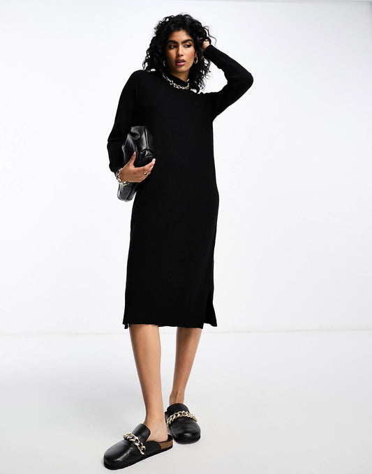 High Neck Knitted Midi Jumper Dress