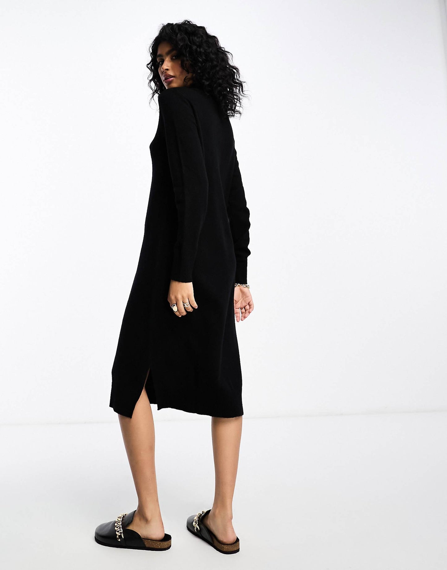 High Neck Knitted Midi Jumper Dress