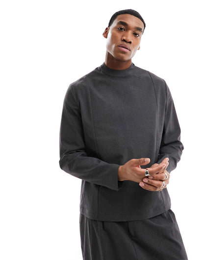 Long Sleeve Woven Suit Top