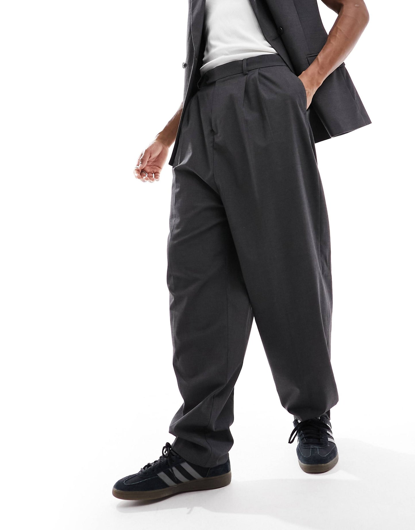 Balloon Suit Trousers With Front Pleat