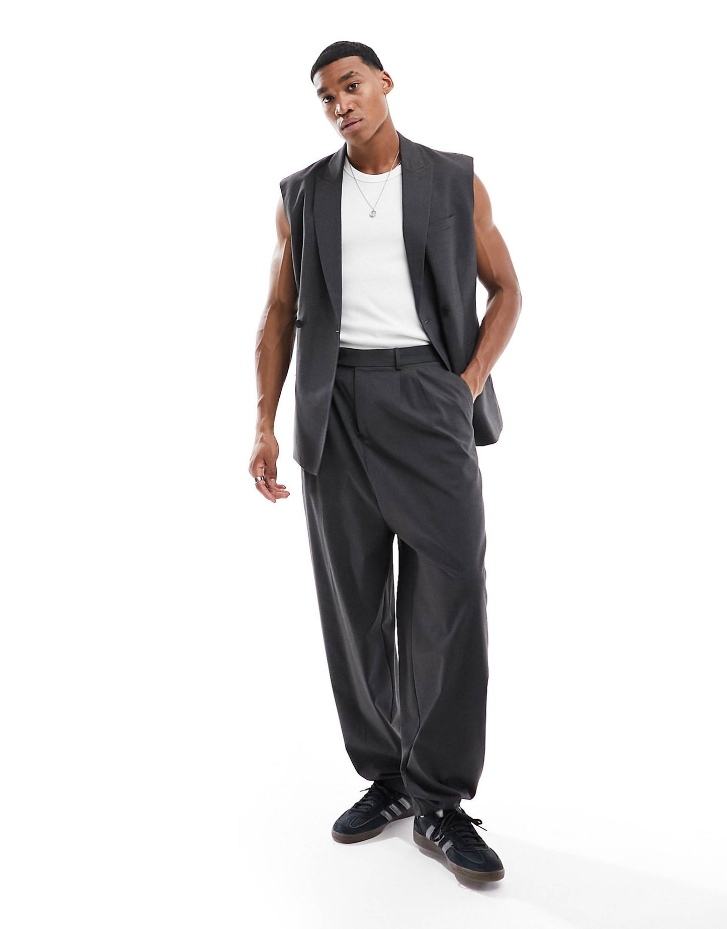 Balloon Suit Trousers With Front Pleat