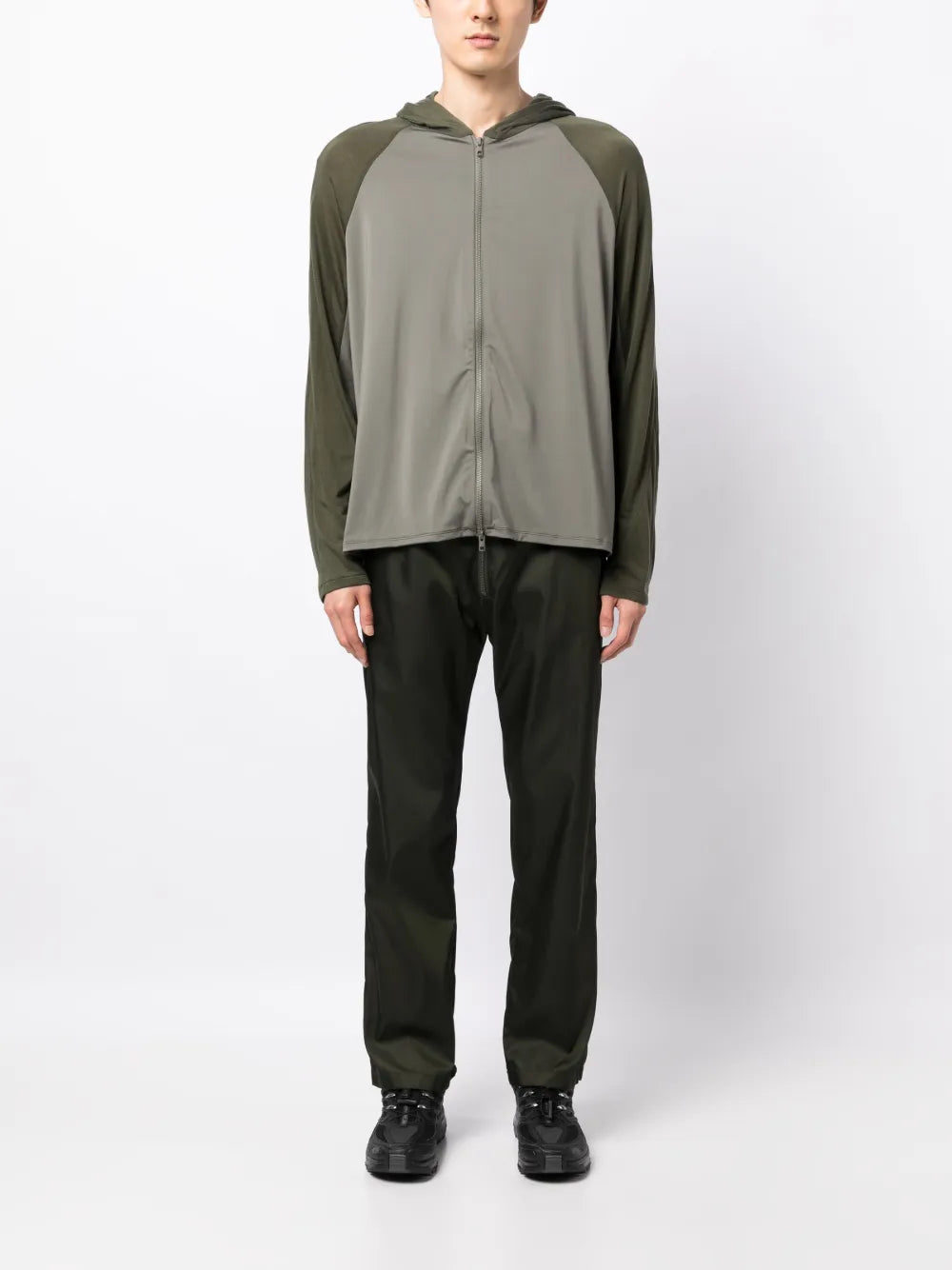 Colour-Block Zip-Up Hoodie