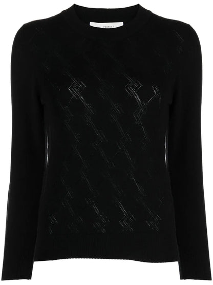Pointelle-Argyle Knit Cashmere Jumper