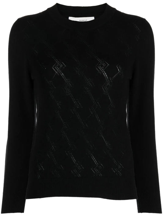 Pointelle-Argyle Knit Cashmere Jumper