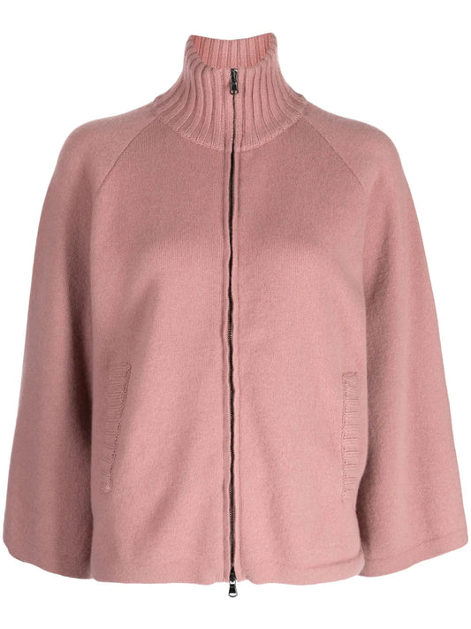 High-Neck Zip-Up Cardigan