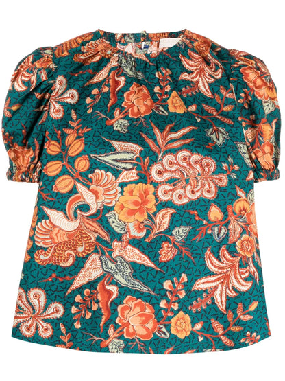 Frances Floral-Print Cotton Blouse