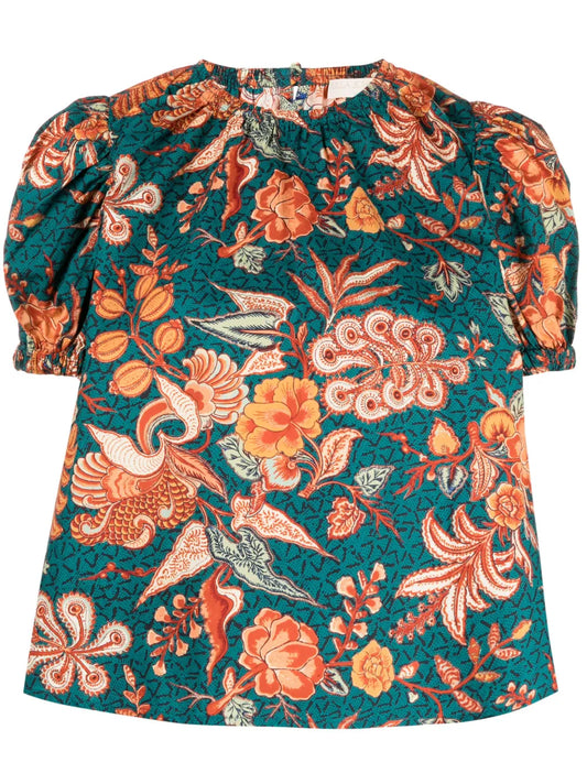 Frances Floral-Print Cotton Blouse