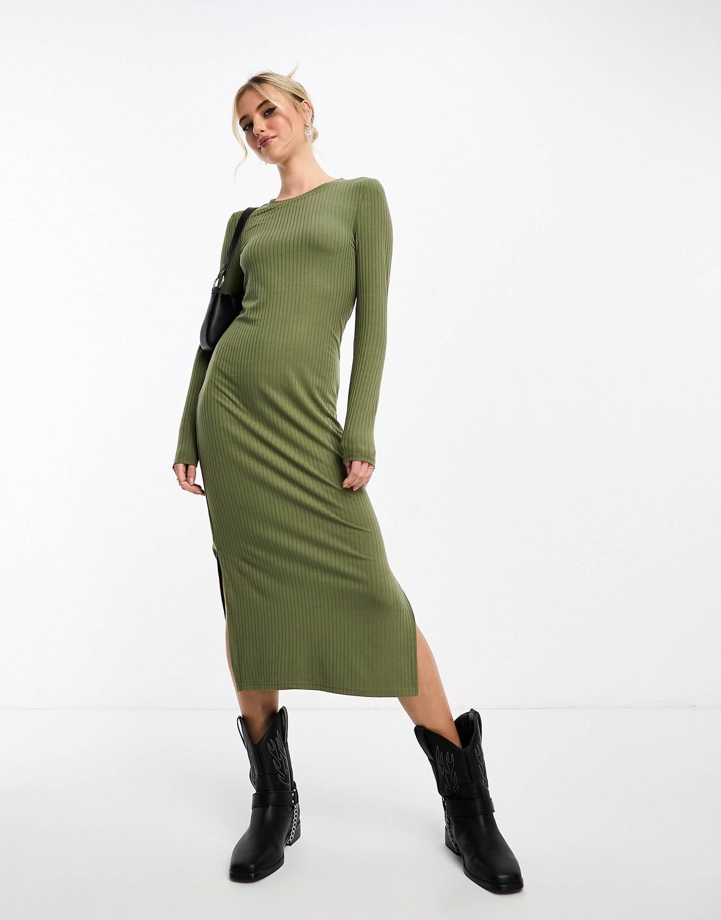 Scoop Neck Bodycon Midi Dress