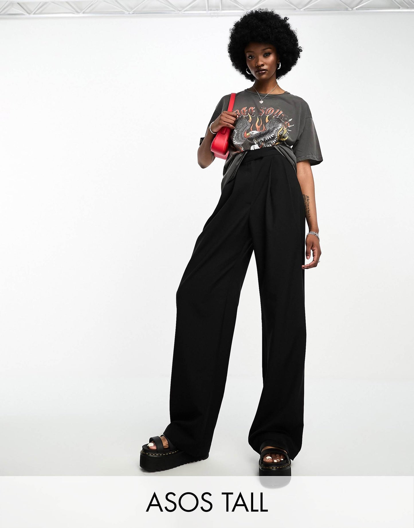 Tall Tailored Wide Leg Trousers With Pleat Detail