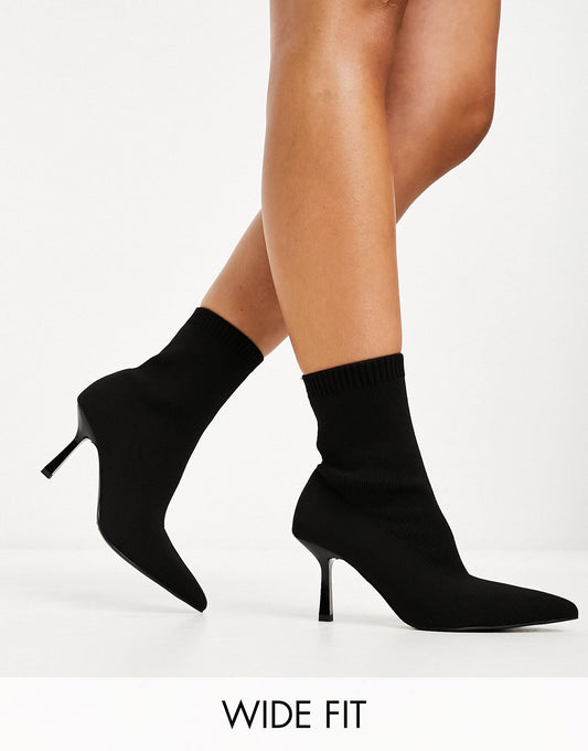 Wide Fit Rosetta Kitten Heel Sock Boots