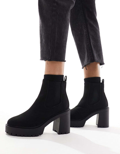 Wide Fit Elma Heeled Chunky Chelsea Boots