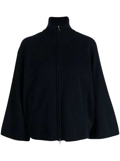 High-Neck Zip-Up Cardigan