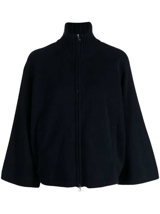 High-Neck Zip-Up Cardigan