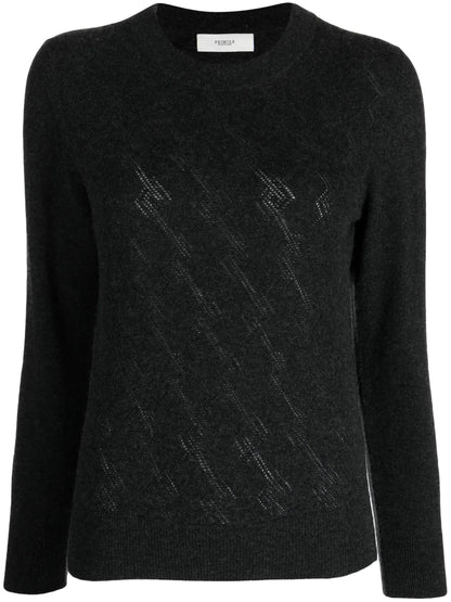 Pointelle-Argyle Knit Cashmere Jumper