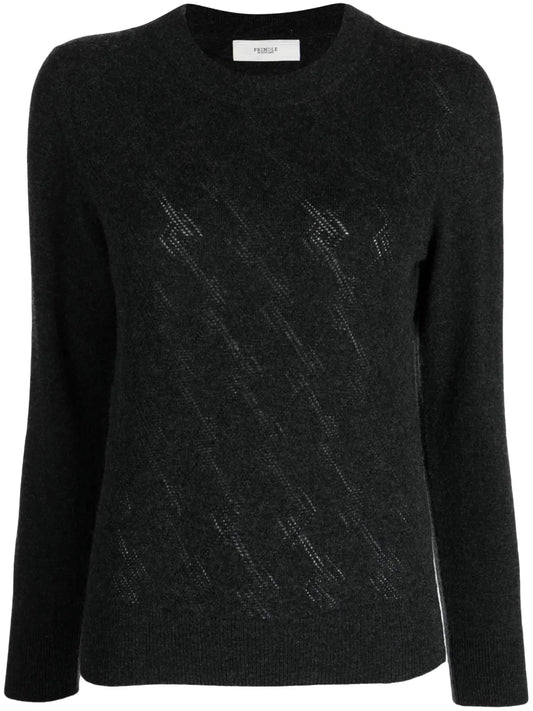 Pointelle-Argyle Knit Cashmere Jumper