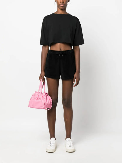 Sequin-Logo Drawstring Shorts
