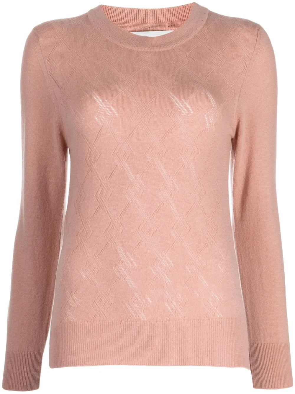 Pointelle-Argyle Knit Cashmere Jumper