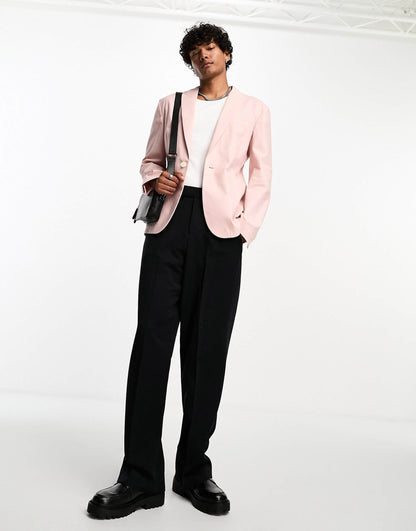 Skinny Linen Mix Suit Jacket