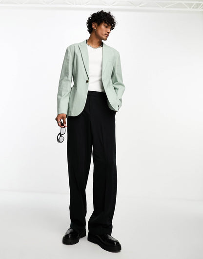Skinny Linen Mix Suit Jacket
