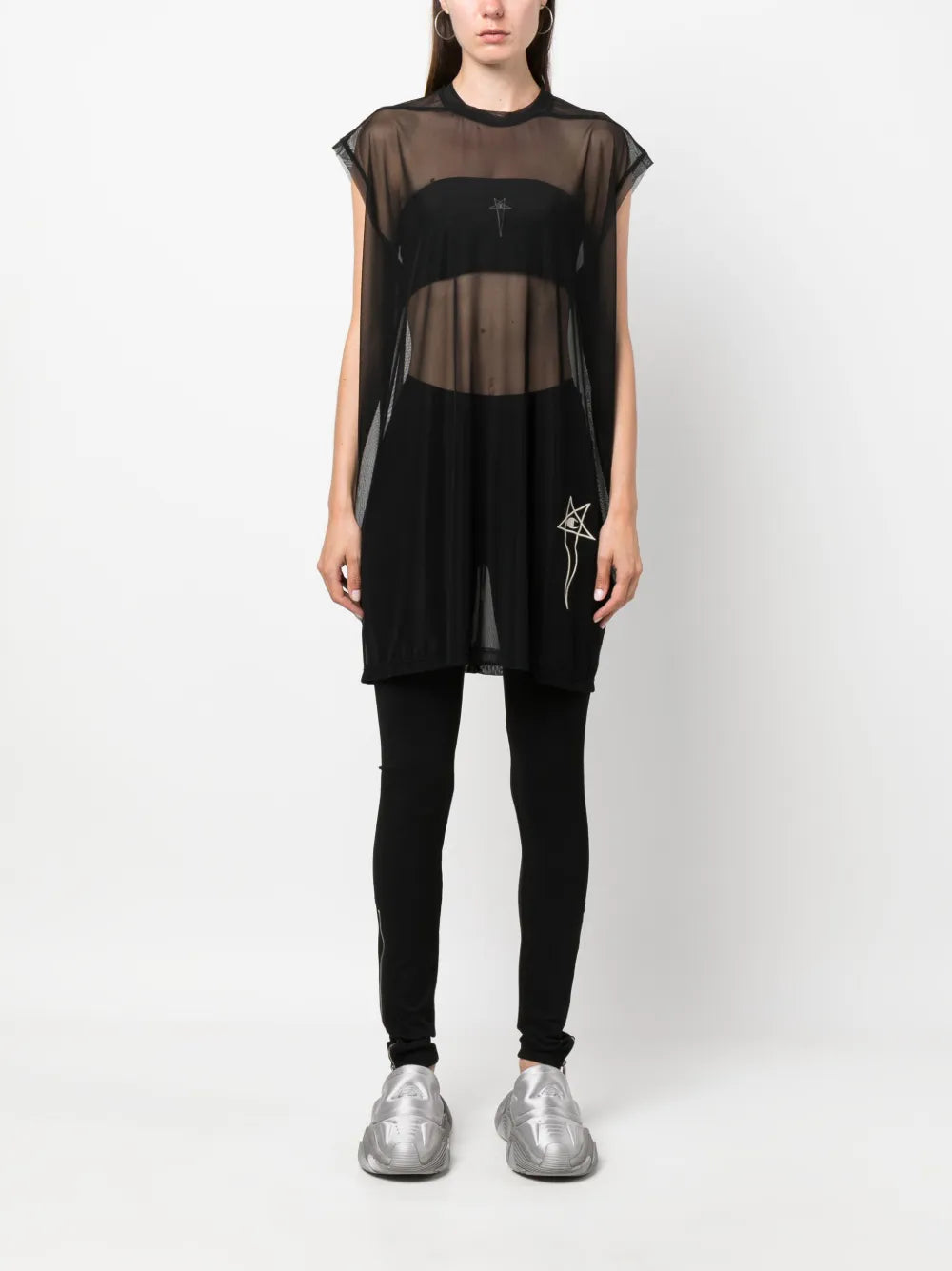 Logo-Embroidered Chiffon Top