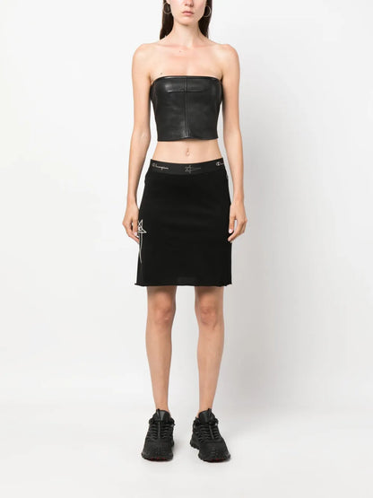 Logo-Embroidered Straight Skirt