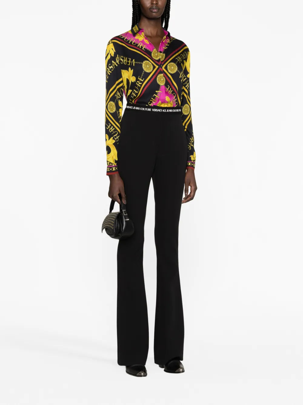 Logo-Waistband Flared Trousers