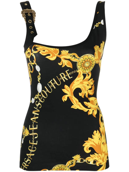 Logo-Print Buckle-Detail Top
