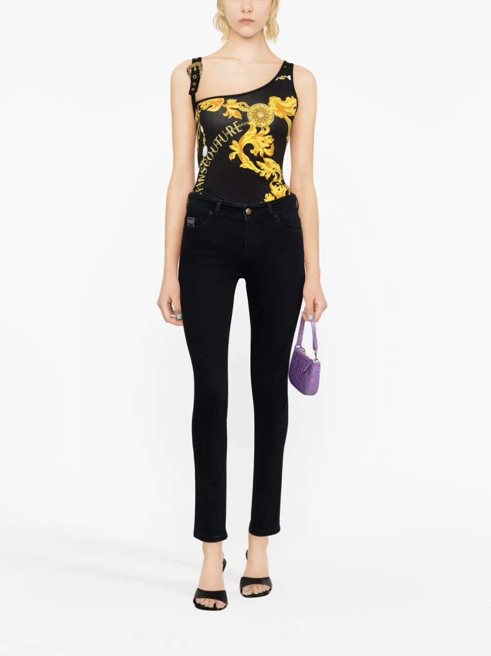 Logo-Print Buckle-Detail Top