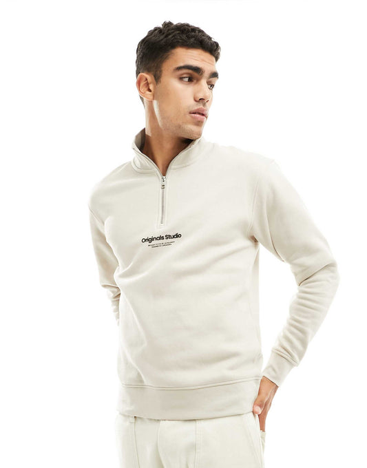 1/4 Zip Sweat With Central Logo