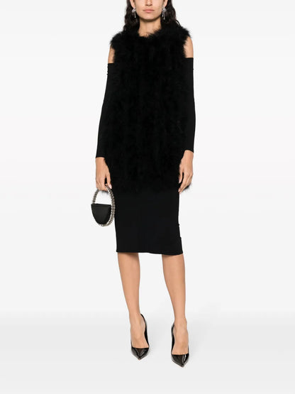 Sleeveless Feather Silk Coat