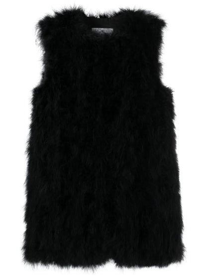 Sleeveless Feather Silk Coat