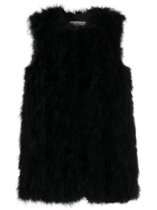 Sleeveless Feather Silk Coat