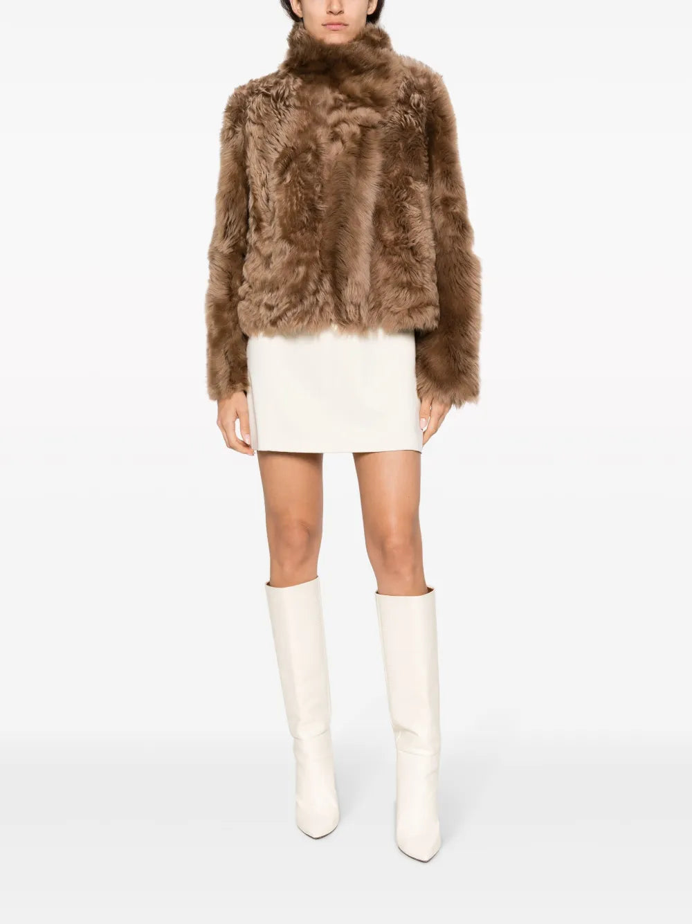 Shearling Stand Up-Collar Jacket