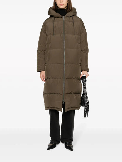 Hooded Feather-Padded Coat
