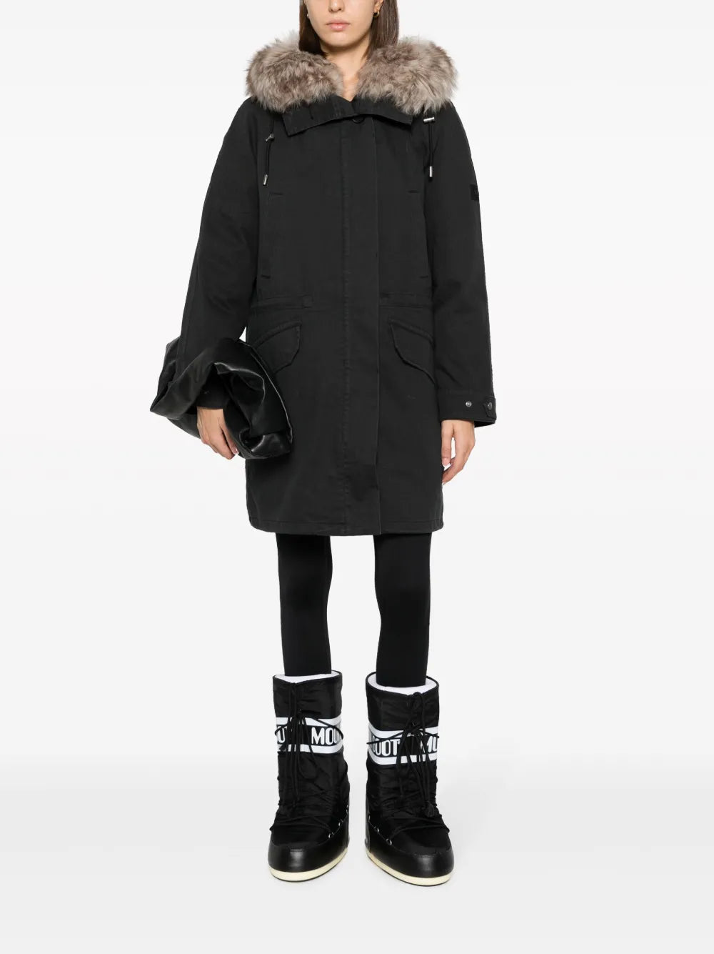 Shearling-Trim Gabardine Parka