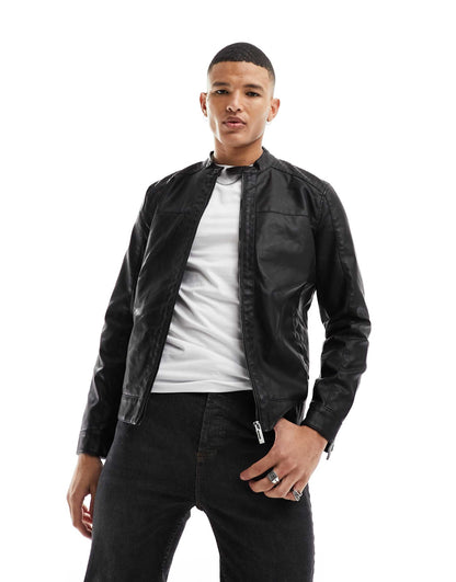Faux Leather Racer Jacket