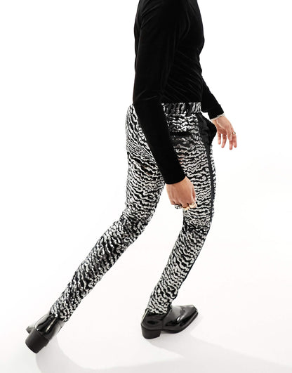 Super Skinny Velvet Sequin Suit Trousers