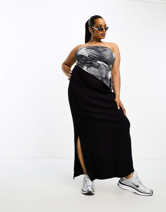 Curve Split Hem Maxi Skirt