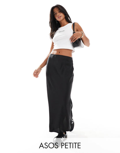Petite Satin Bias Midi Skirt