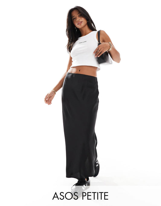 Petite Satin Bias Midi Skirt