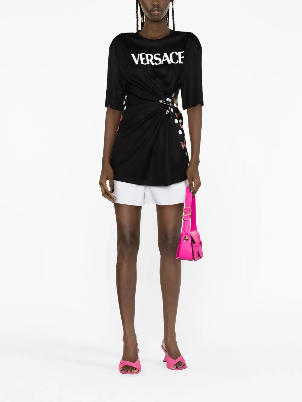 Butterfly-Print Safety-Pin T-Shirt